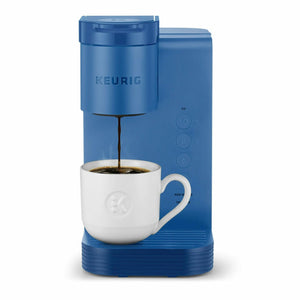 Keurig K-Express Essentials Single Serve K-Cup Pod Coffee Maker, 36 OZ DETACHABLE WATER TANK, 3 Cup Sizes 6, 8, & 10oz, Matte Black, w/Cleaning Cloth (Blue)
