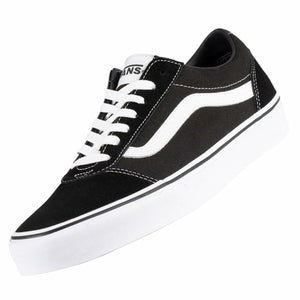 Vans Men's Ward Sneaker, Suede Canvas Black White, 9 M US