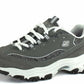 Skechers womens D'LITES ME TIME Memory Foam Lace-up Sneaker,Grey/White,6 M US