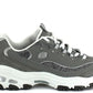 Skechers womens D'LITES ME TIME Memory Foam Lace-up Sneaker,Grey/White,6 M US
