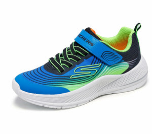 Skechers Boy's Microspec Advance Sneaker, Blue/Lime, 1 Little Kid