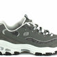 Skechers womens D'LITES ME TIME Memory Foam Lace-up Sneaker,Grey/White,6 M US