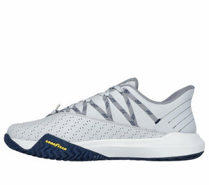 Skechers Men's Viper Court Rally Pickleball Sneaker, Grey/Navy, 10