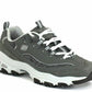 Skechers womens D'LITES ME TIME Memory Foam Lace-up Sneaker,Grey/White,6 M US