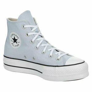 Converse Unisex Chuck Taylor All Star High Top Canvas Platform Sneaker - Lace up Closure Style - Cloudy Daze/White/Black Sz 9.5
