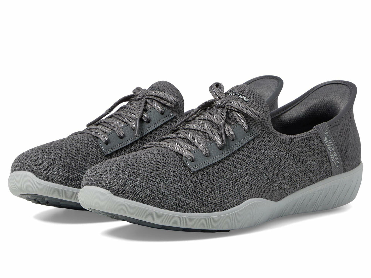 Skechers Modern Comfort Women's Women's Newbury ST-Our Time Hands Free Slip-Ins Sneaker, Charcoal, 10