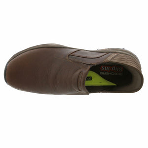 Skechers USA Men's Men's Craster-Lanigan 204847 Twin Gore Round Toe Leather Slip-Ins, Red/Brown, 13