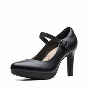 Clarks womens Ambyr Shine Pump, Black Leather, 9 US