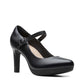 Clarks womens Ambyr Shine Pump, Black Leather, 9 US