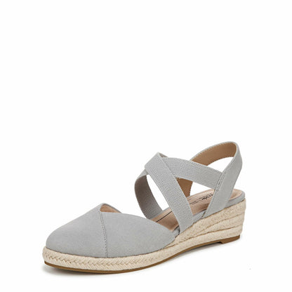 LifeStride Womens Kimball Espadrille Wedge Sandal Cloudy Grey 8 M