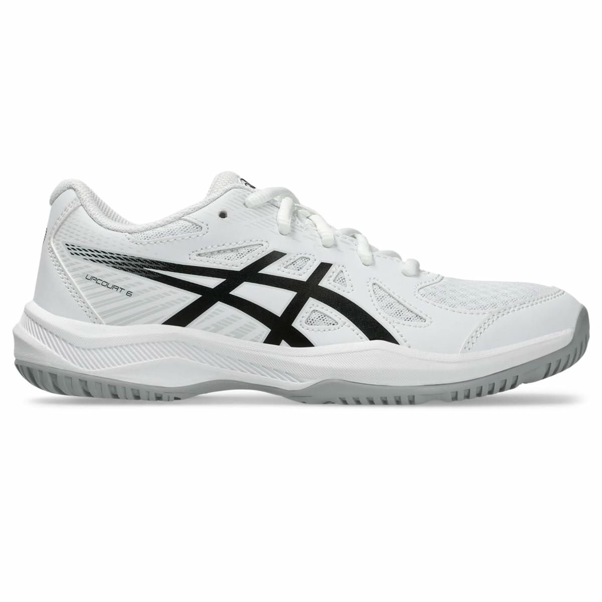 ASICS Kid's Upcourt 6 Grade School Volleyball Shoes, 1, White/Black