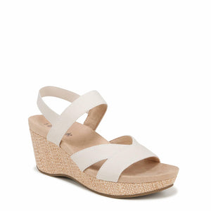 LifeStride Womens Danita Strappy Wedge Sandals Bone 10 M
