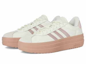 adidas Women's VL Court Bold Sneaker, Ivory/Sandy Pink Met./Sandy Pink, 11