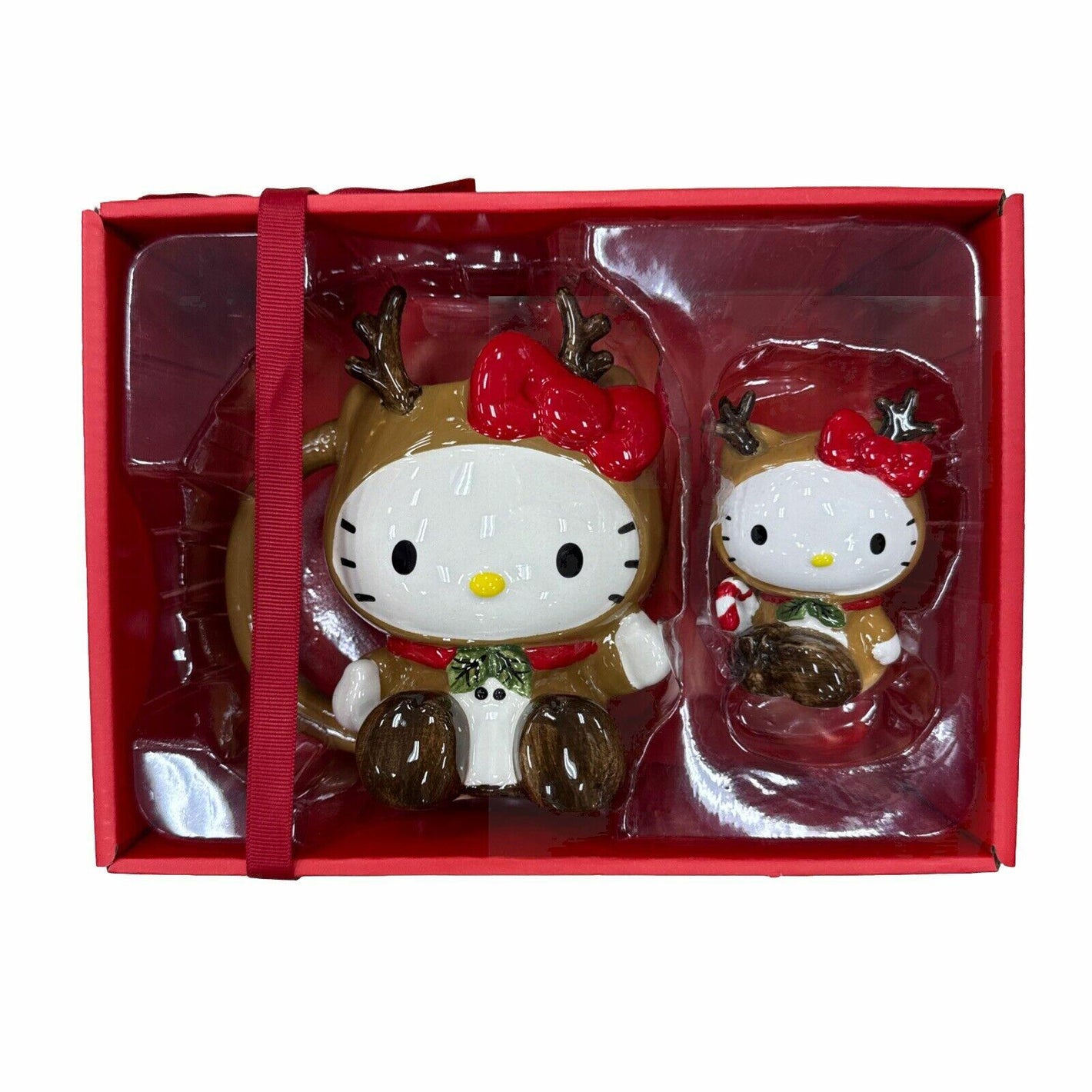 Hello Kitty Christmas Mug And Figurine Set 2024 Reindeer Bluesky Clayworks - New