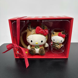 Hello Kitty Christmas Mug And Figurine Set 2024 Reindeer Bluesky Clayworks - New