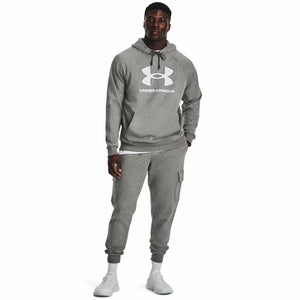 Under Armour Men's Rival Fleece Logo Hoodie, (025) Castlerock Light Heather / / White, Medium