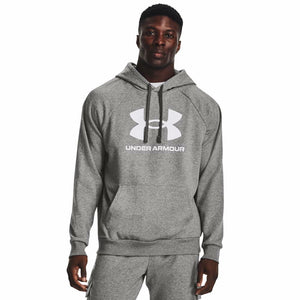 Under Armour Men's Rival Fleece Logo Hoodie, (025) Castlerock Light Heather / / White, Medium