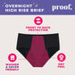 Proof. by Always High Rise Brief, Overnight Absorbency Period Underwear for Women - Holds up to 9 Regular Tampons - Washable Leakproof Period Panties - 2XL, Black