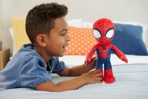 Mattel Marvel Plush Talkers Soft Toy, 11.75-Inch Spider-Man Figure with 10 Sounds & Phrases