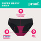 Proof. by Always Brief, Super Heavy Absorbency Period Underwear for Women - Holds up to 7 Regular Tampons - Washable Leakproof Period Panties - 2XL, Black