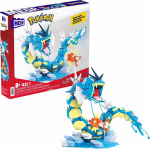 MEGA Pokemon Action Figure Building Set for Kids, Magikarp Development Set with 411 Pieces, Building Adjustable Gyarados, 20 Inch High, HNT95