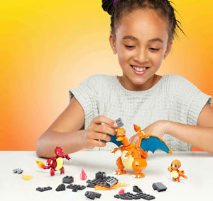 MEGA Pokémon Action Figure Building Toys for Kids, Charmander Evolution Set with 300 Pieces, 3 Poseable Characters, Charmeleon and Charizard