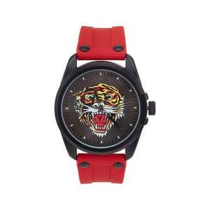 Ed Hardy Men s Matte Red Silicone Strap Watch 46mm