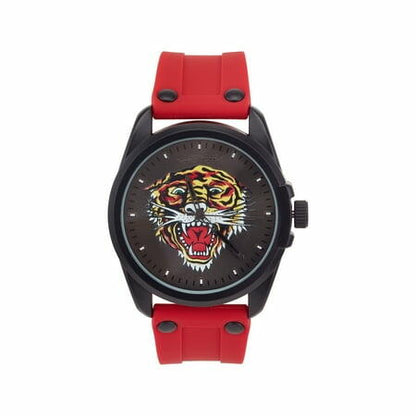 Ed Hardy Men s Matte Red Silicone Strap Watch 46mm