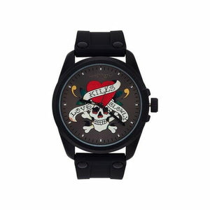 Ed Hardy Men s Matte Black Silicone Strap Watch 46mm