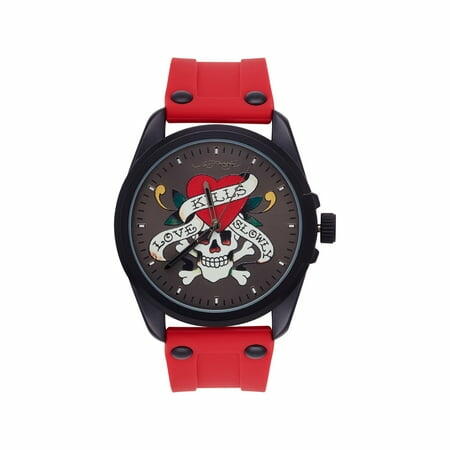 Ed Hardy Men s Matte Red Silicone Strap Watch 46mm