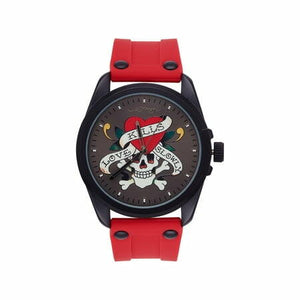 Ed Hardy Men s Matte Red Silicone Strap Watch 46mm