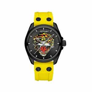Ed Hardy Men s Matte Yellow Silicone Strap Watch 46mm