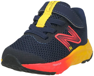 New Balance Kids Fresh Foam Arishi V4 Hook and Loop Running Shoe, Team Navy/Electric Red/Egg Yolk, 5 Wide US Unisex Toddler
