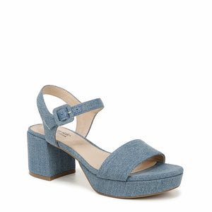 LifeStride Womens Rhythmn Platform Block Heel Sandals Denim Blue 8 M