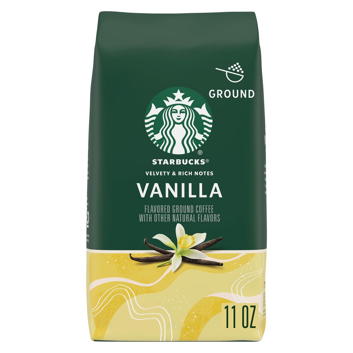 Starbucks Ground Coffee, Vanilla Flavored Coffee, Naturally Flavored, 100% Arabica 1 bag (11 oz)
