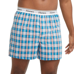 Hanes Originals Cotton Woven Boxers Pack, Moisture-Wicking Underwear for Men, 3-Pack, Blue Plaids, XX-Large