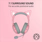 Razer Kraken Kitty V2 USB Wired Headset: Chroma RGB Kitty Ears - Stream Reactive Lighting - HyperClear Cardioid Mic - 40 mm Drivers - 7.1 Surround Sound - Comfortable Ear Cushions - Quartz Pink