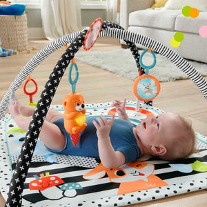 Fisher-Price 3-in-1 Music, Glow and Grow Gym, Infant Activity Play mat for Tummy time and take Along