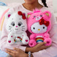 Care Bears Hello Kitty Loves Cheer Bear 10" Collectible Plush 2-Pack - Soft, Huggable Material!