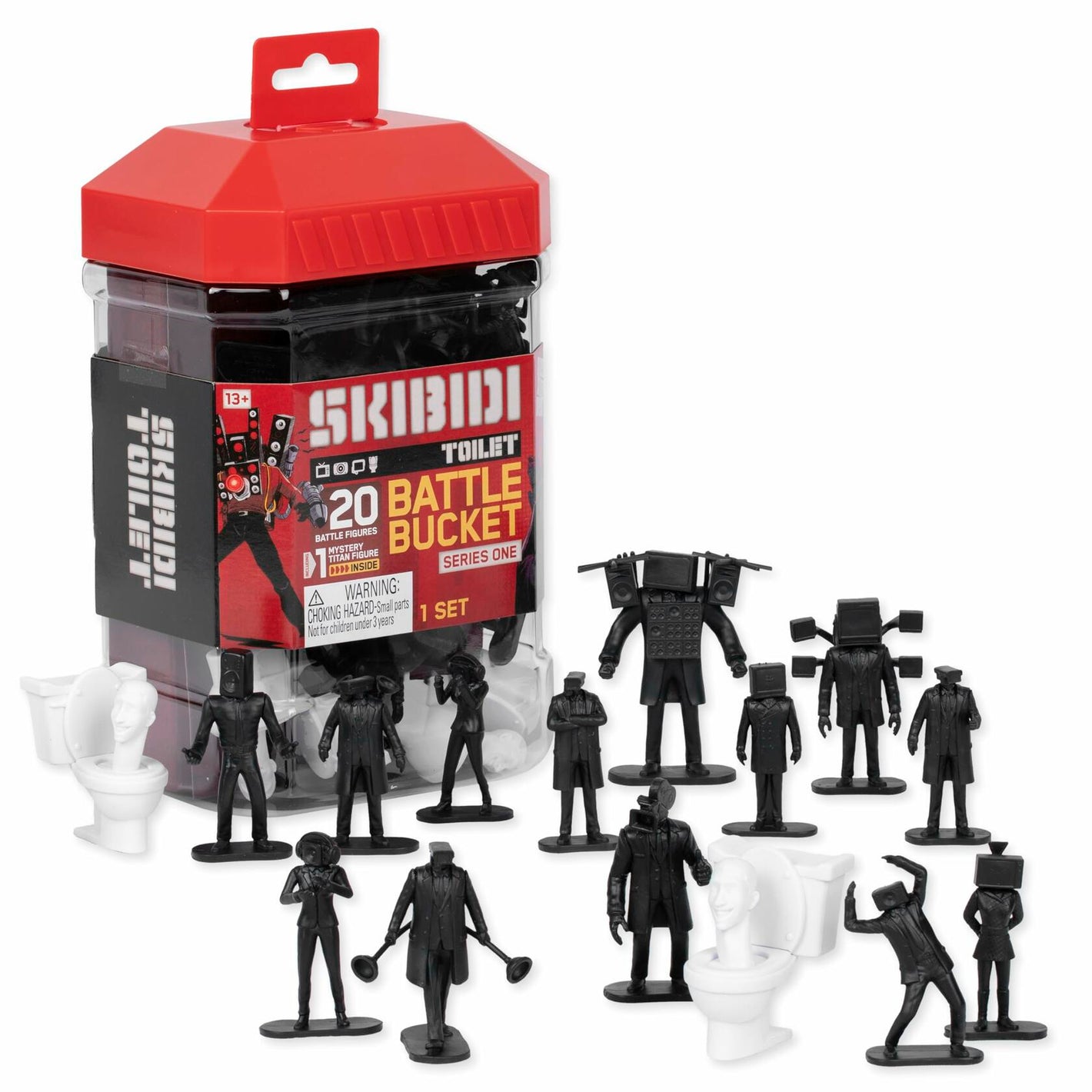 SKIBIDI Toilet Battle Bucket, Collectible Figures, Officially Licensed Toilet Merch