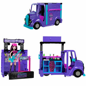 Monster High Draculaura Doll & Playset, Fangtastic Rockin’ Food Truck with Pullout Stage Transformation & 13+ Themed Accessories