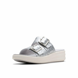 Clarks Women's Casual Slide Sandal, Silver Metallic, 7