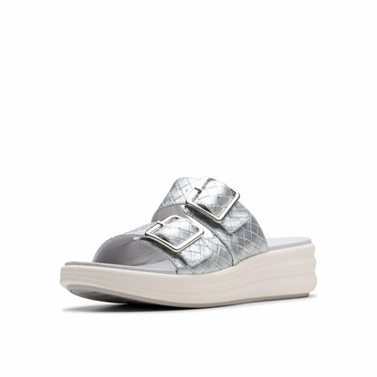Clarks Women's Casual Slide Sandal, Silver Metallic, 7