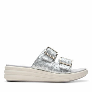 Clarks Women's Casual Slide Sandal, Silver Metallic, 7
