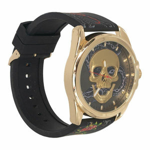 Ed Hardy Men s Matte Black Silicone Strap Watch 46mm