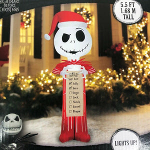 New Christmas Airblown Inflatables Yard Decoration Jack Skellington w/ Wish List Disney 5.5 ft