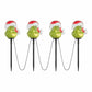 Christmas Grinch Battery-Operated Pathway Stakes (4 Count) With Santa Hat LED