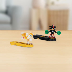 AKEDO Sonic The Hedgehog Versus Pack with Tails and Shadow, Mini Collectable Battling Action Warriors, 2.25 Inches Tall, Contains 2 Battle Controllers