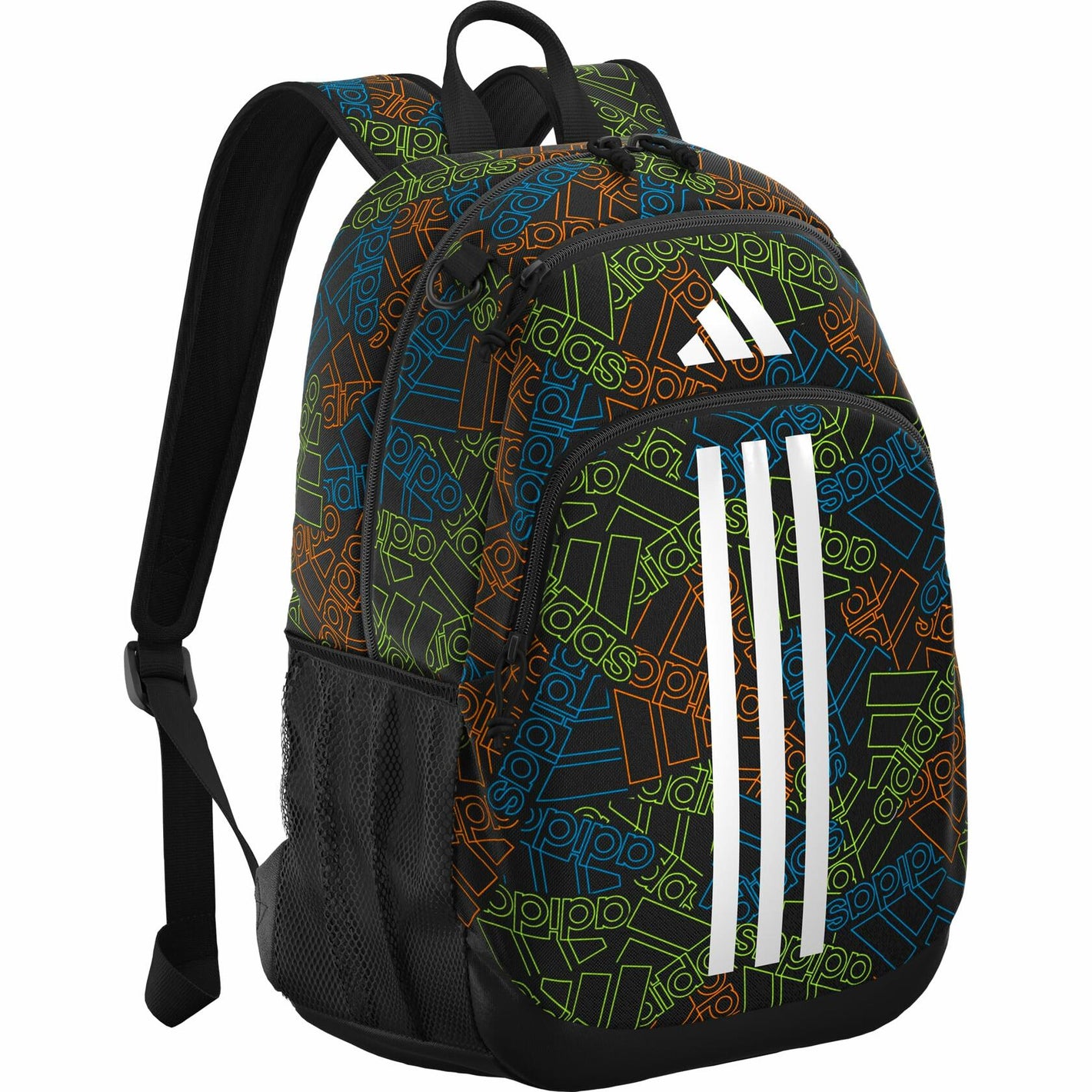 adidas Originator Small Backpack for Men and Women, Athletic Book Bag with Laptop Sleeve, Outline BOS Toss-Black/Black/White, One Size