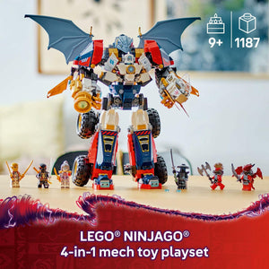 LEGO NINJAGO Zane's Ultra Combiner Mech Ninja Toy - Pretend Play 4-in-1 Building Toy Set for Kids, Boys and Girls, Ages 9+ - with 6 Minifigures - Gift Idea for Birthdays - 71834
